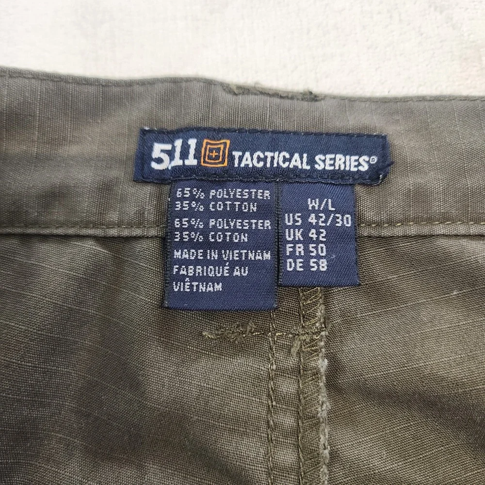 5.11 Tactical Series Mens Cargo Pants 42x30 Olive Green Ripstop Work Trousers